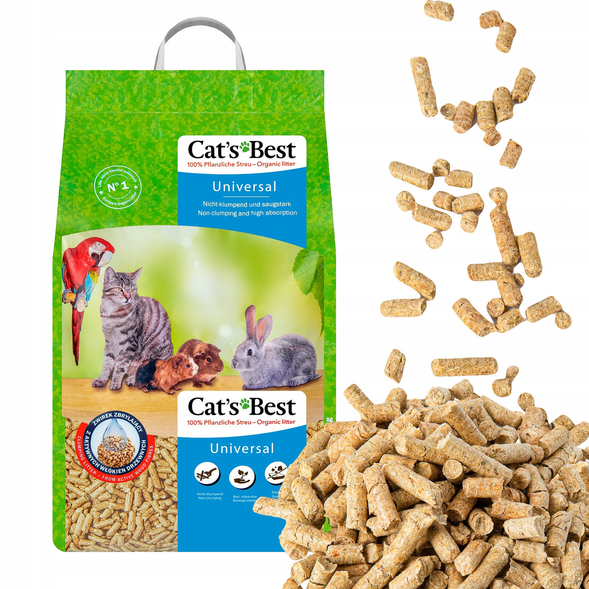 CAT'S BEST UNIVERSAL WOODEN LITTER FOR RODENTS AND CATS NON-CAKING 20L Manufacturer code MS_14557