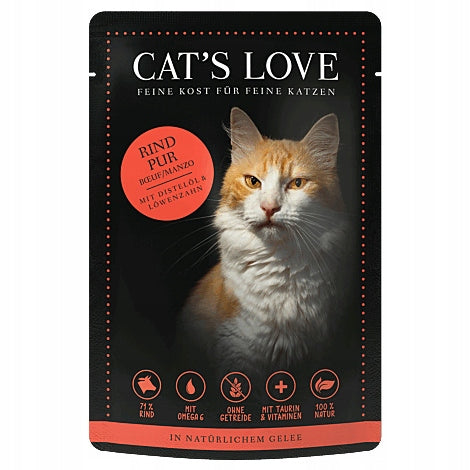 CAT'S LOVE Rind - beef in natural jelly for cats sachet 85g