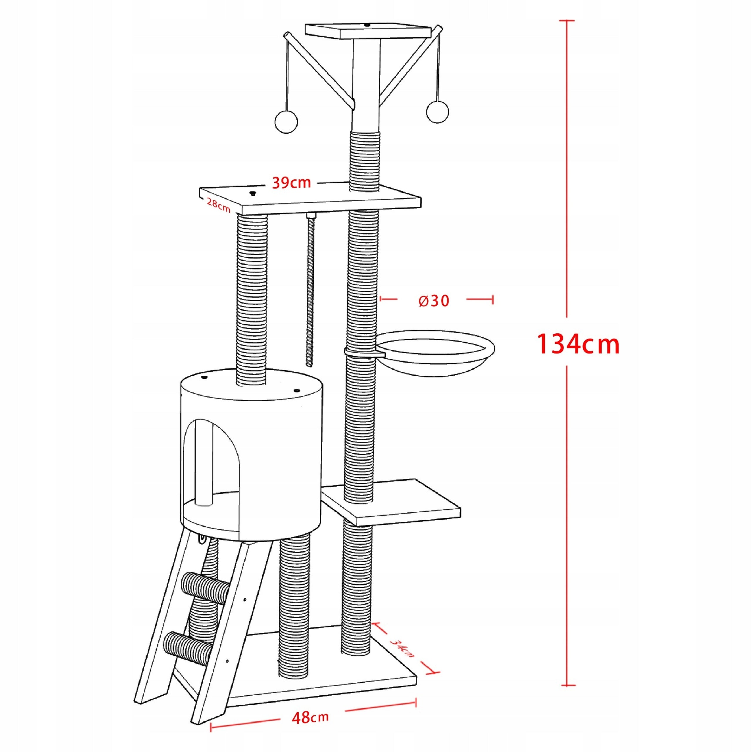 CAT SCRATCHER 138cm! Tower Lots of SISAL STRONG Bed COTTAGE CAT Toy Brand Ohmycat