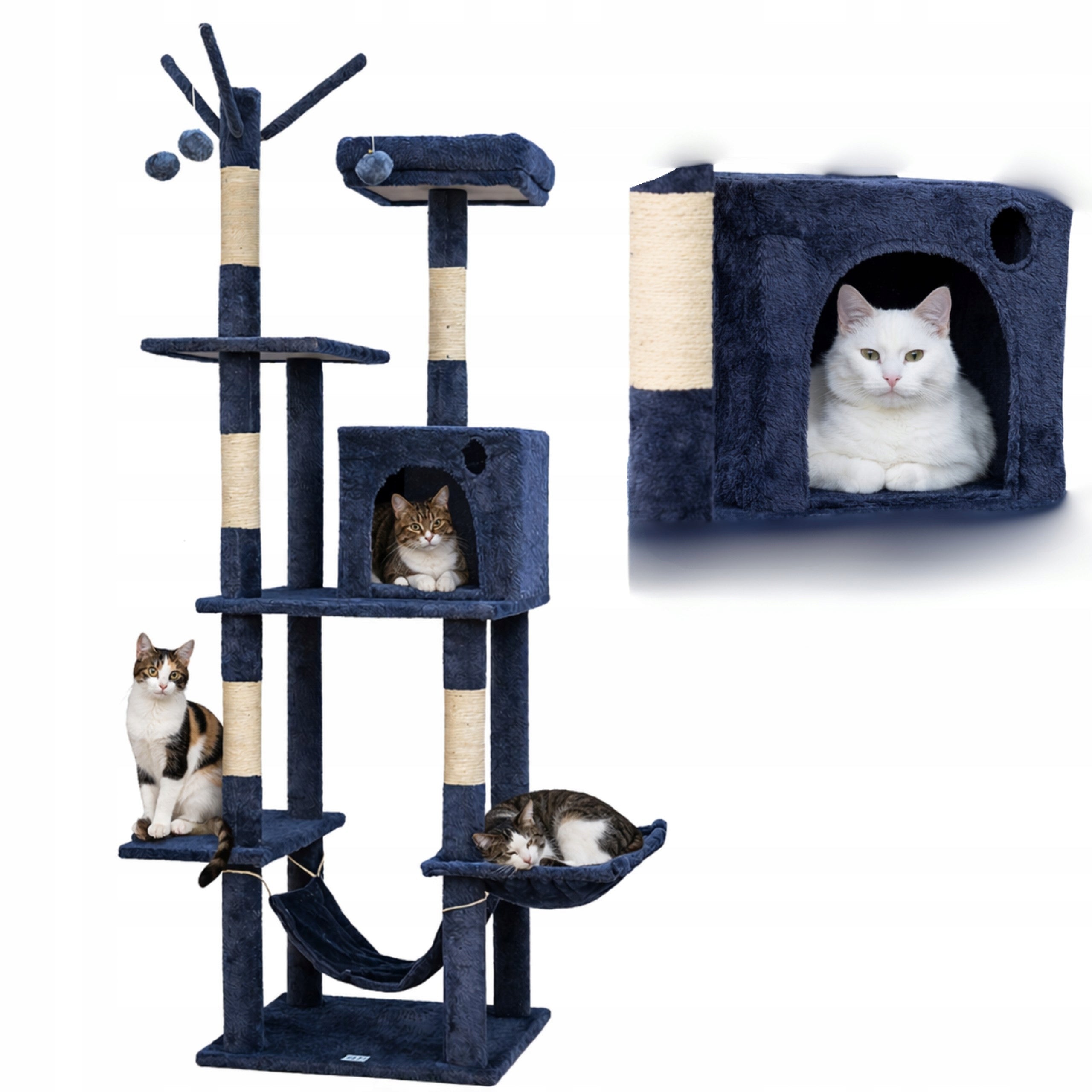 CAT SCRATCHER 175cm High Tower HOUSE BOOTH HAMMOCK Bed Toy LARGE