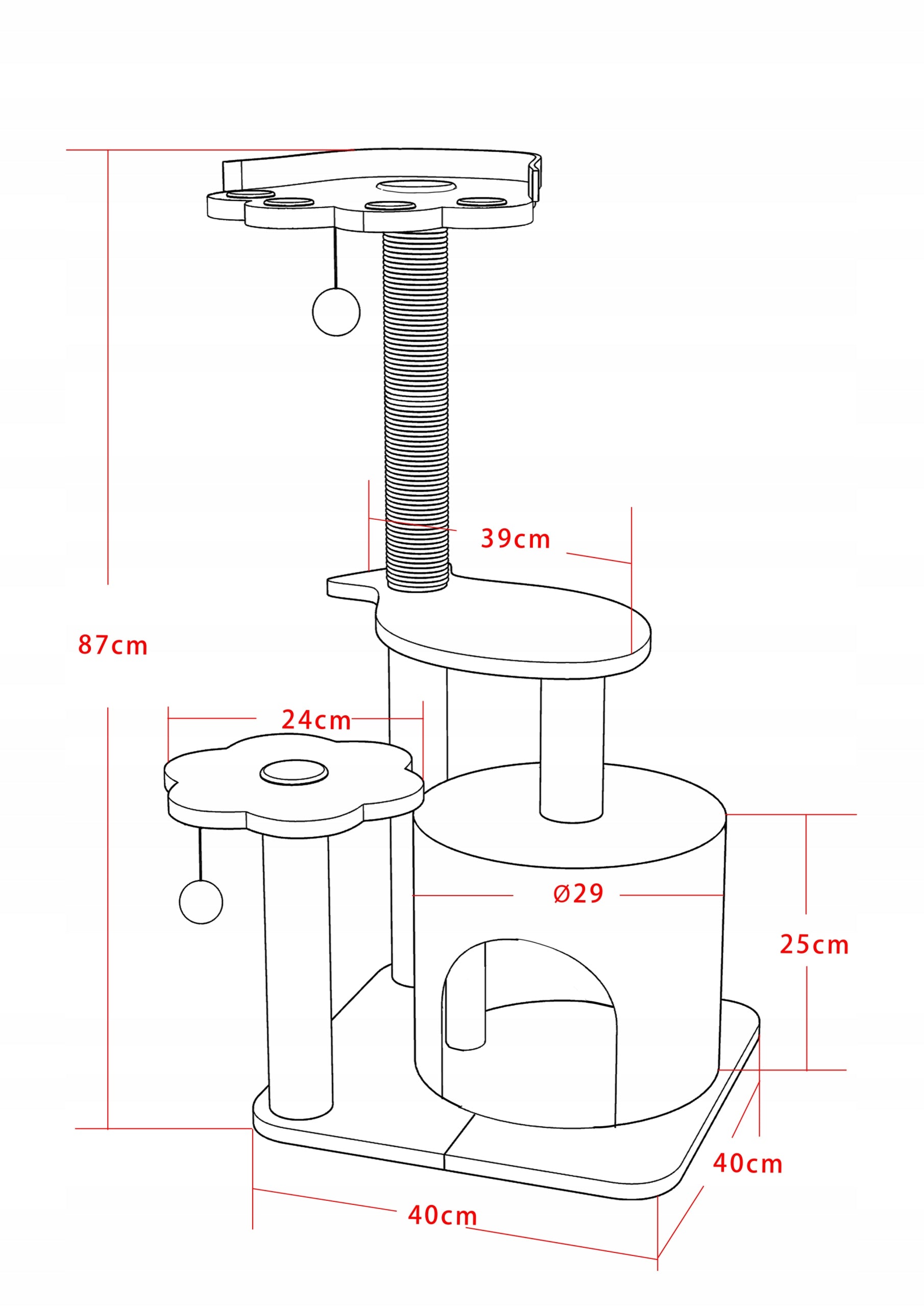 CAT SCRATCHER 87cm! Tower ~NEW BED BOOTH Lots of Sizal POSTS Cottage Brand Ohmycat