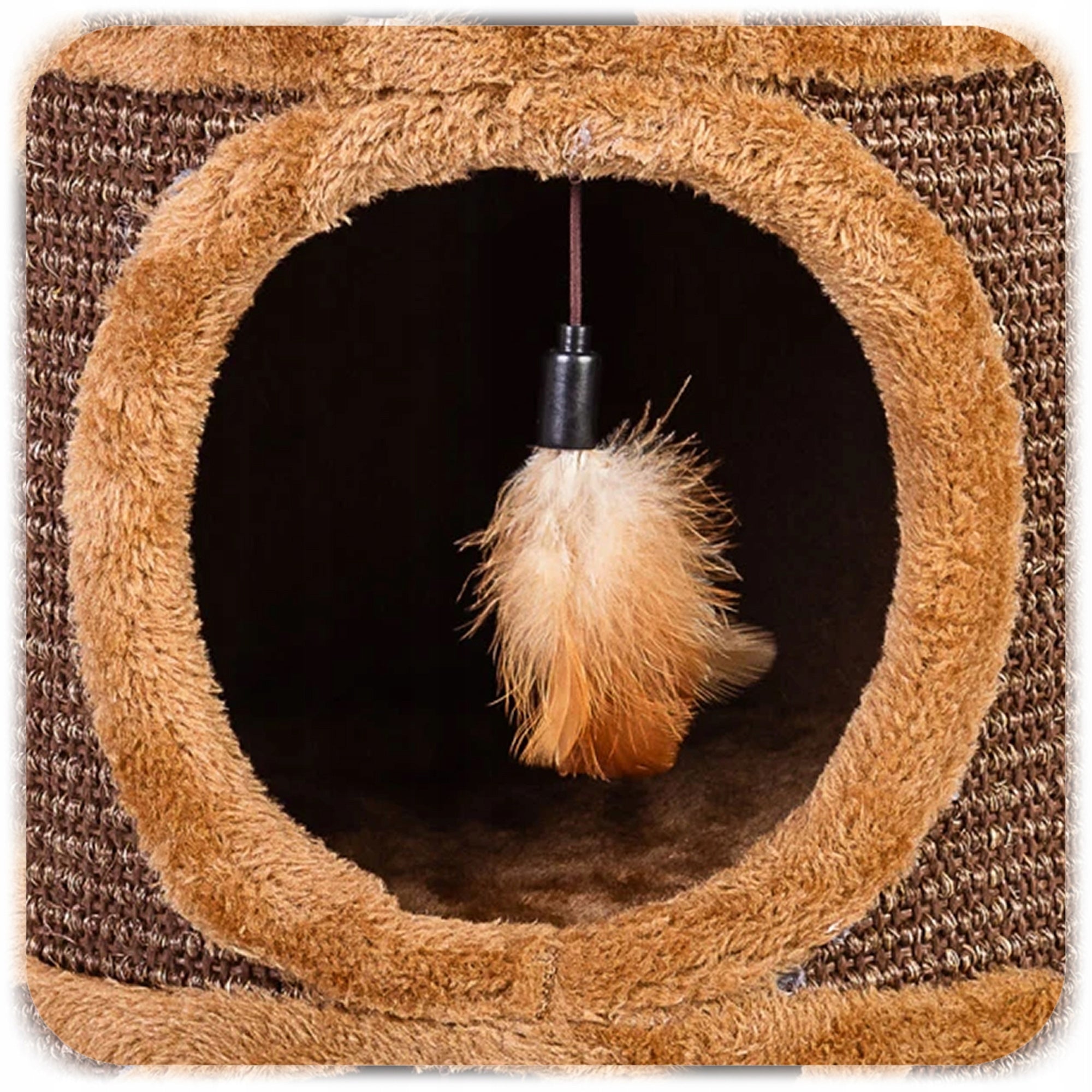 CAT SCRATCHER BED 2in1 BOOTH STANDING TOY COTTAGE WITH 33x33x35cm Color brown