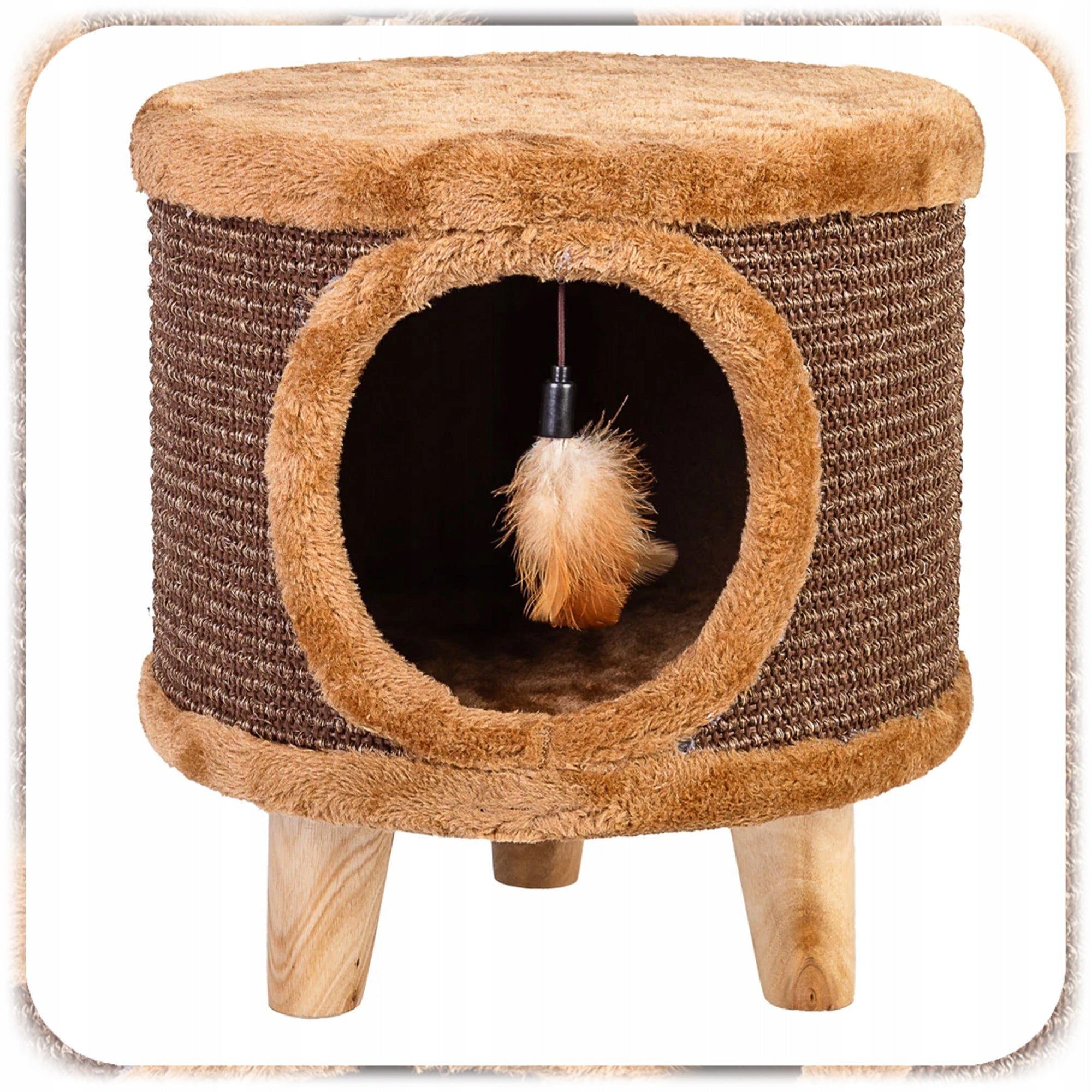 CAT SCRATCHER BED 2in1 BOOTH STANDING TOY COTTAGE WITH 33x33x35cm Length 33 cm