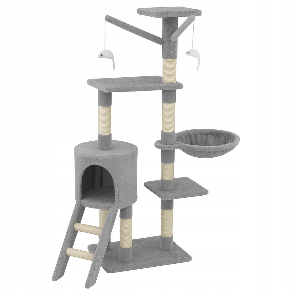 CAT SCRATCHER BED TOWER HOUSE POST TOY ON STRING GREY Brand Wideshop