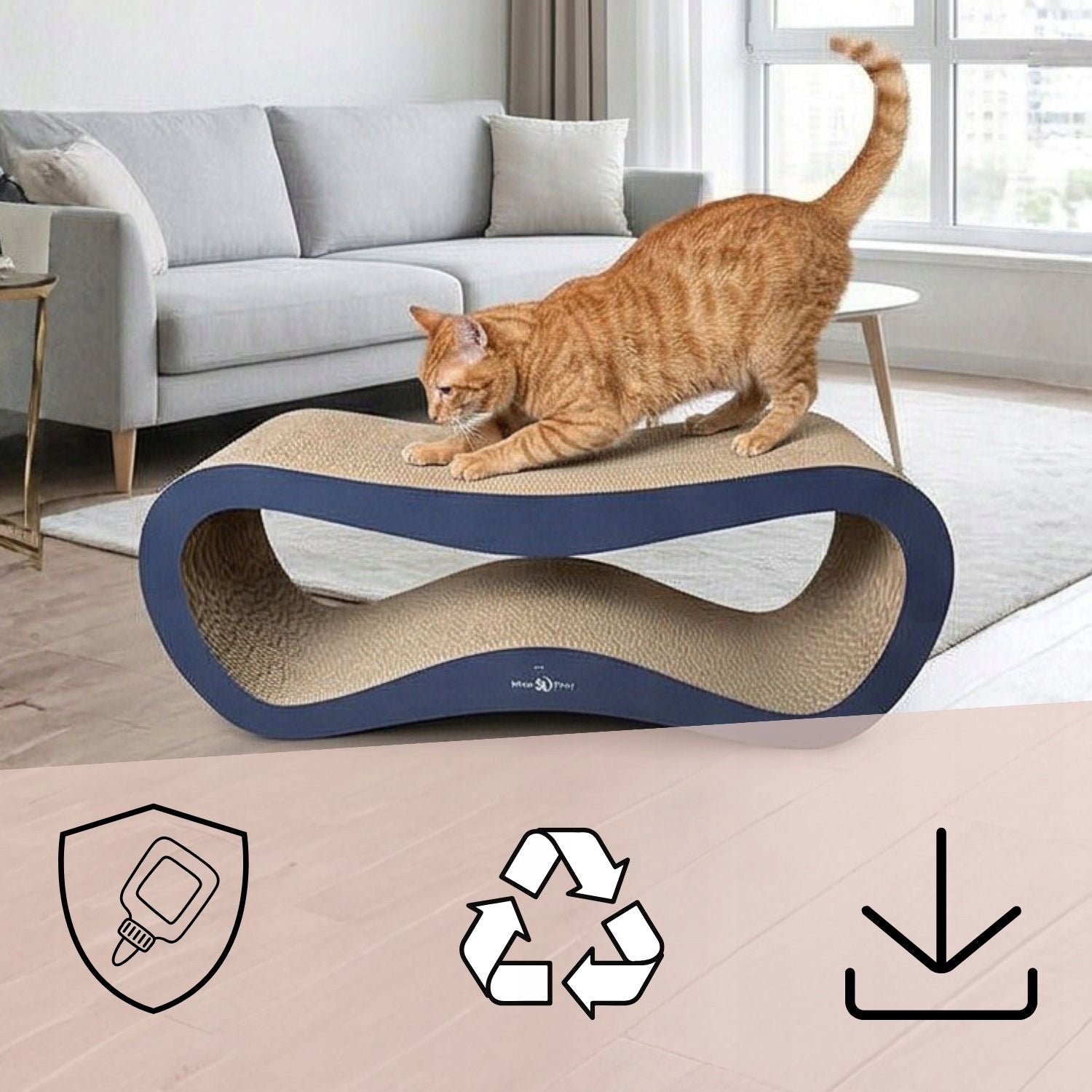CAT SCRATCHER CARDBOARD LARGE BED 78x28x24 cm Mruu&Pruu Number of levels 2