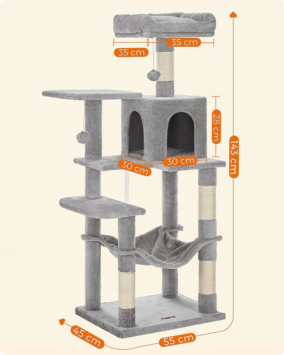 CAT SCRATCHER HIGH BED SCRATCHING POST TOWER TREE 6 LEVEL Height (cm) 101 - 160 cm