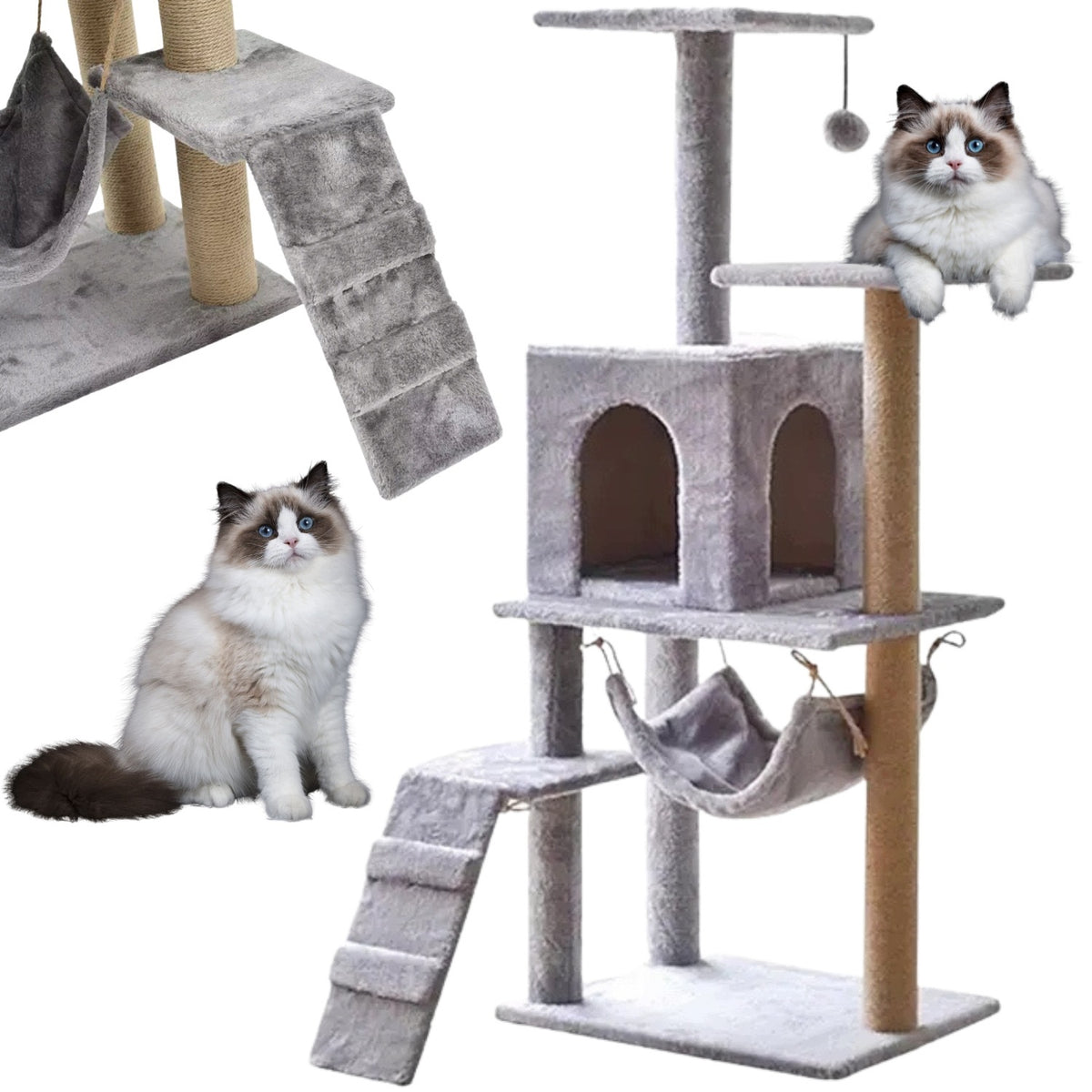 CAT SCRATCHER LARGE HIGH CARDBOARD POST BEIGE BED COTTAGE TOWER