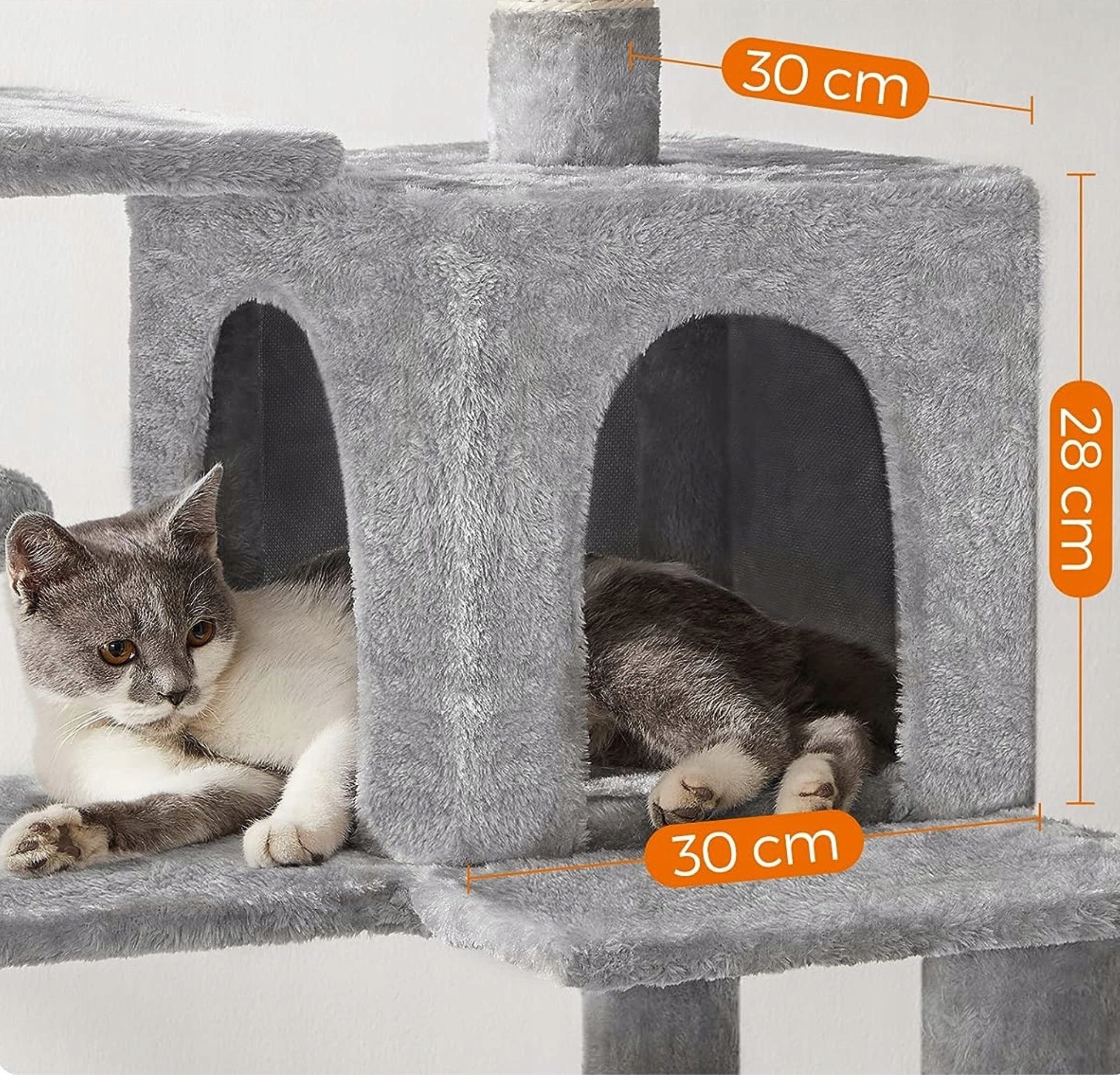 CAT SCRATCHER LARGE XL 6 LEVELS HIGH BED POST HOUSE 143cm Color gray