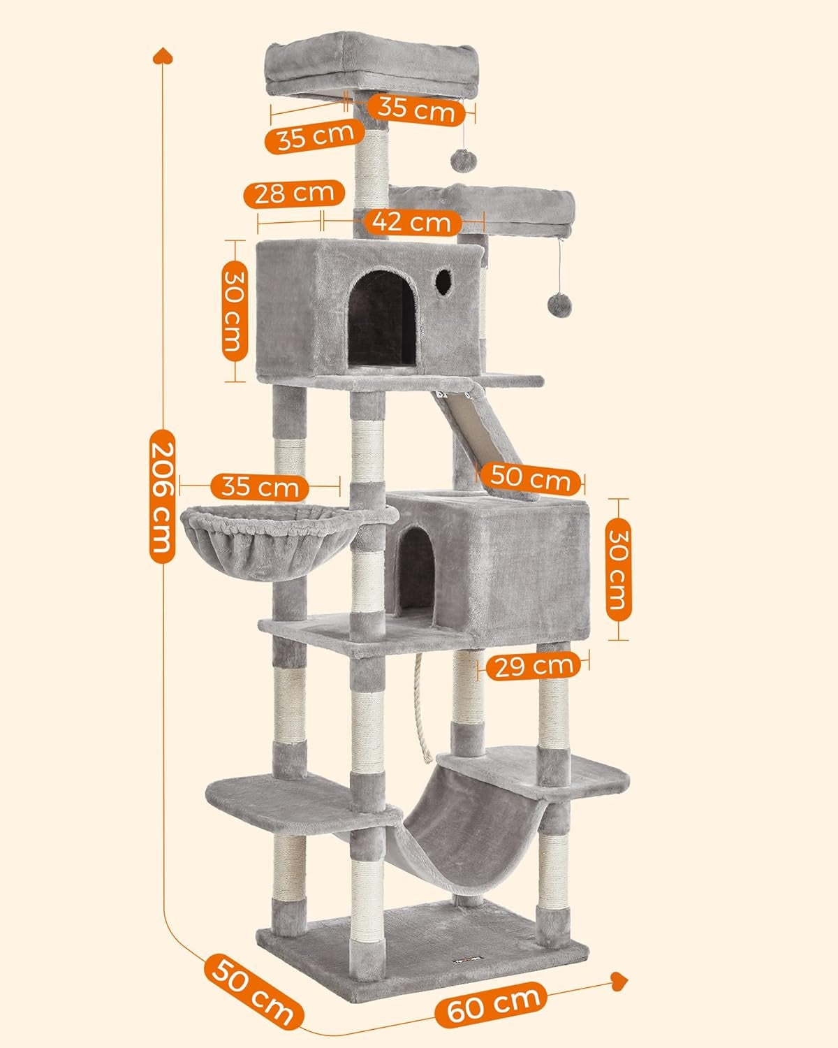CAT SCRATCHER LARGE XXL HIGH 7 LEVELS BED POST COTTAGE 206 CM Manufacturer code Drapak dla kota DUŻY XXL WIEŻA FEANDREA