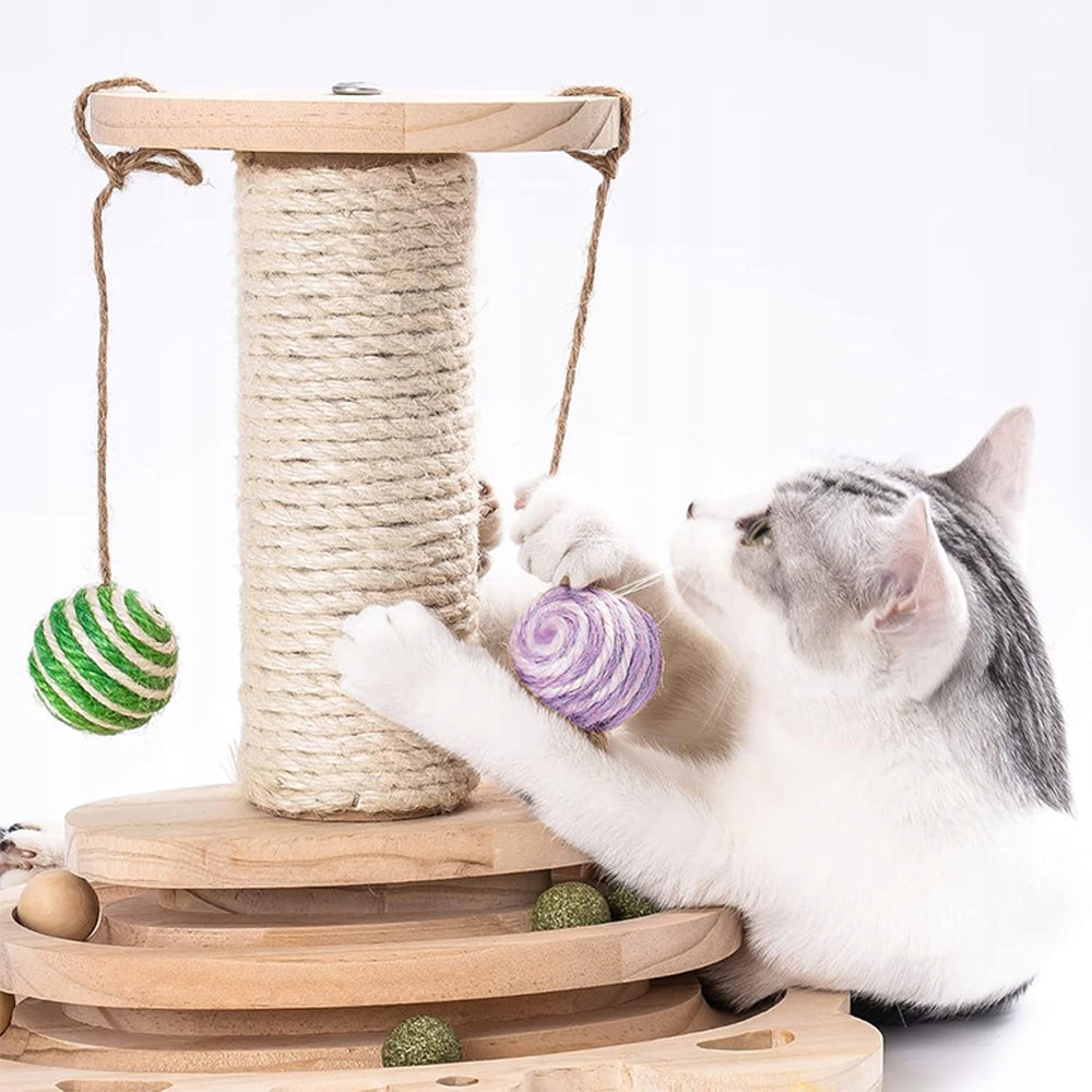 CAT SCRATCHER TWO-LEVEL INTERACTIVE WITH FEATHERS ACCESSORIES FOR CATS
