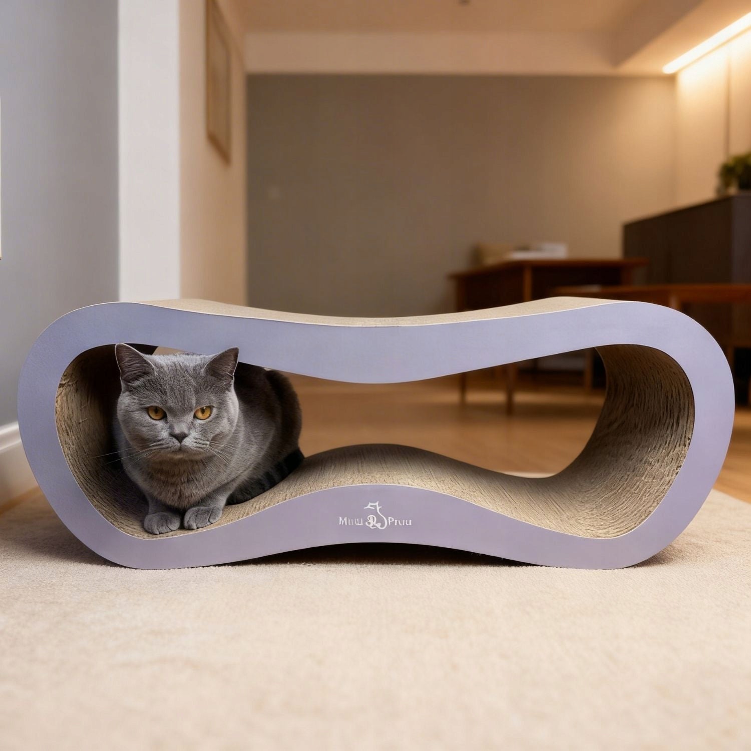 CAT SCRATCHING POST CARDBOARD LARGE BED 78x28x24 cm Mruu&Pruu Color gray
