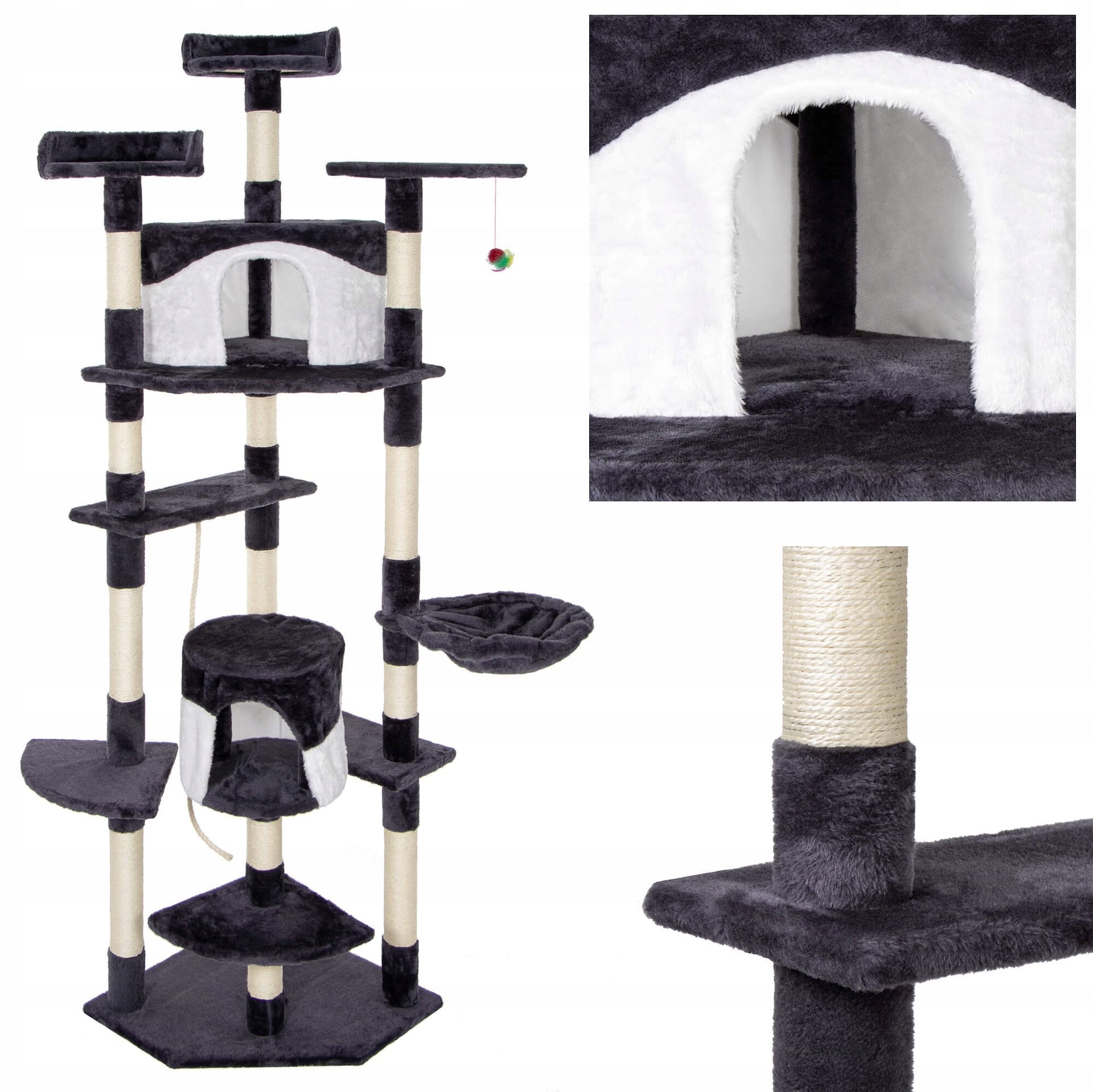 CAT SCRATCHING POST HIGH LARGE TOWER BED HOUSE 11 LEVELS POST Height (cm) 161 - 220 cm