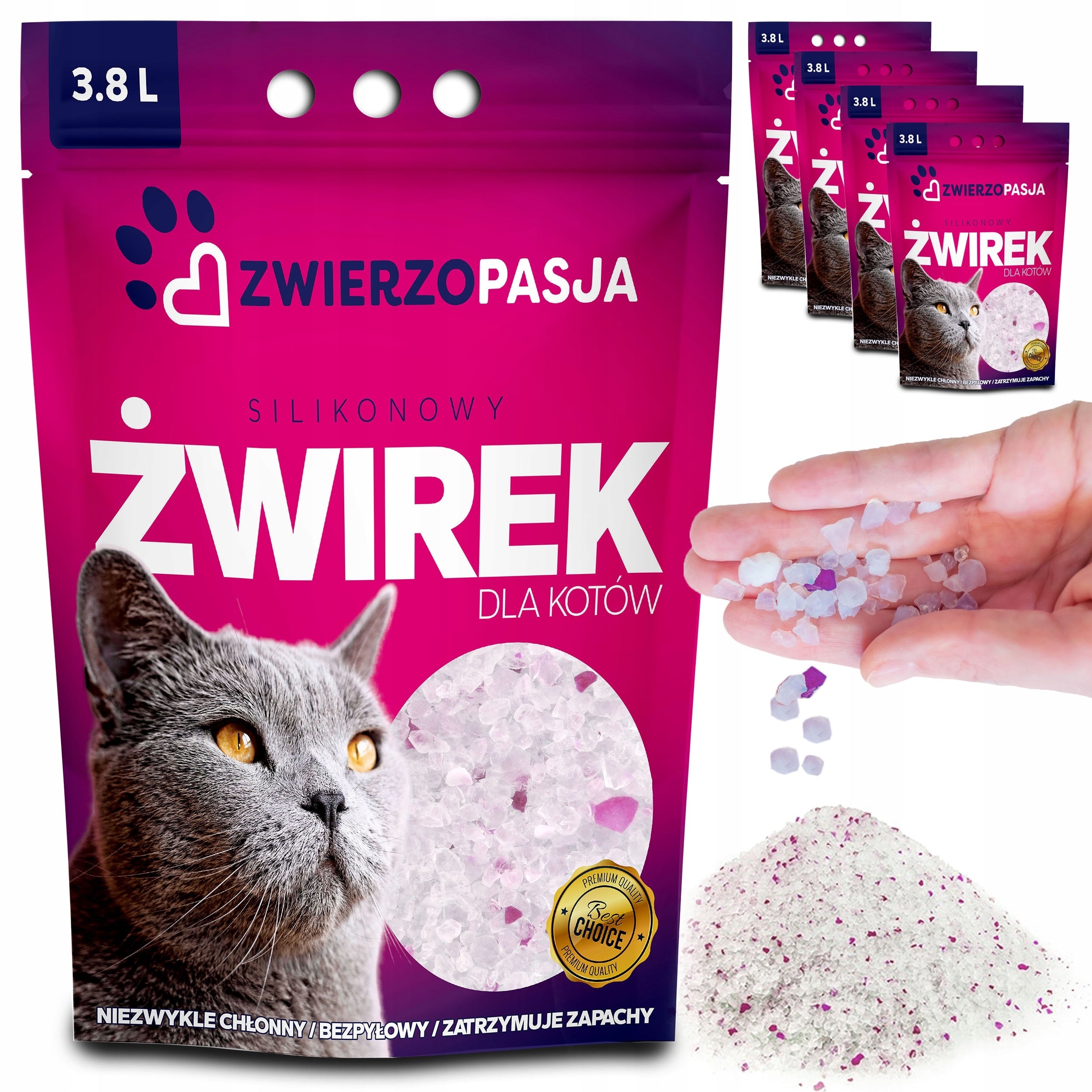 CAT SILICONE LITTER EFFICIENT DUST-FREE ZWIERZOPASJA 5 x 3,8L