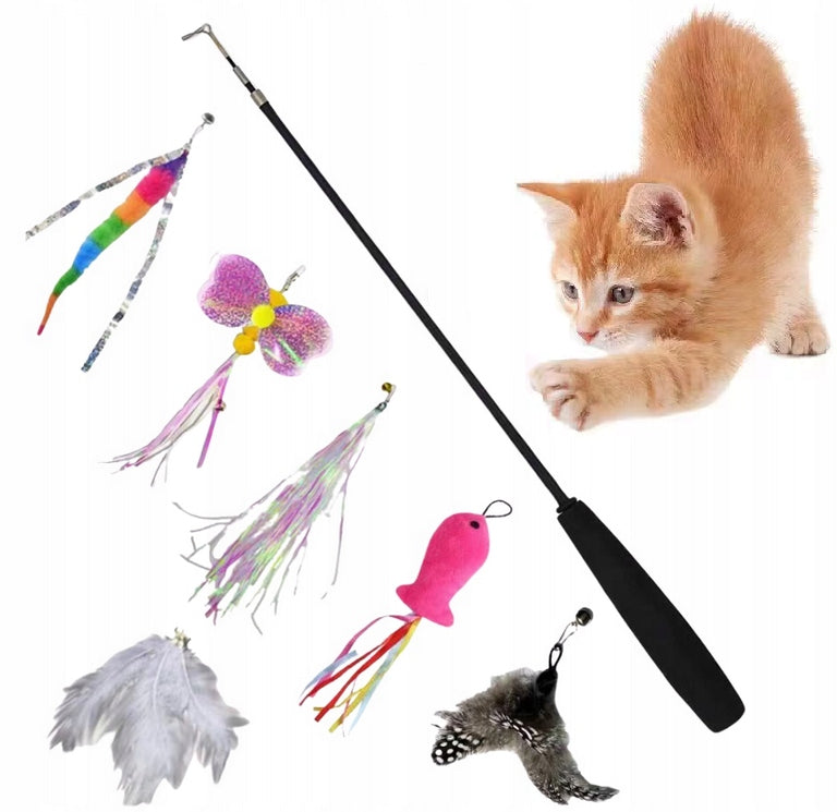 CAT TELESCOPIC ROD 7 INTERCHANGEABLE FEATHER TIPS VIPER FISH BUTTERFLY