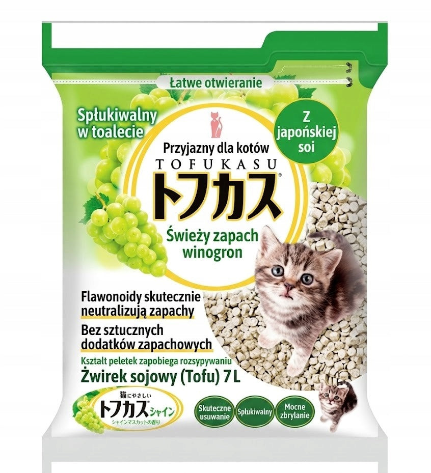 CAT TOFU LITTER JAPANESE SHINE MUSCAT 7L NATURAL FLUSHED