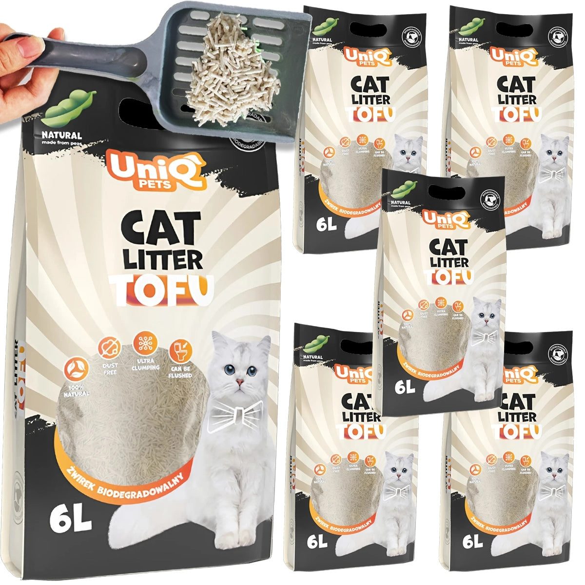 CAT TOFU LITTER Natural flushed for TOILET clumping PELLET 15 kg
