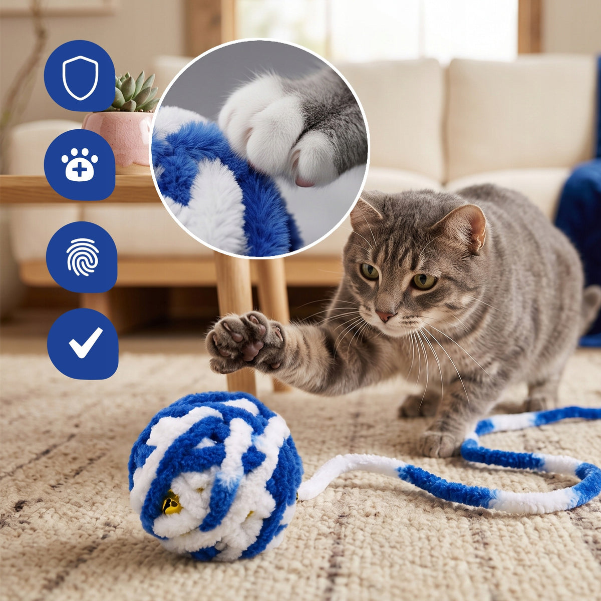 CAT TOY BALL MATATABI SILVERVINE ON STRING BLUE Manufacturer code 32456
