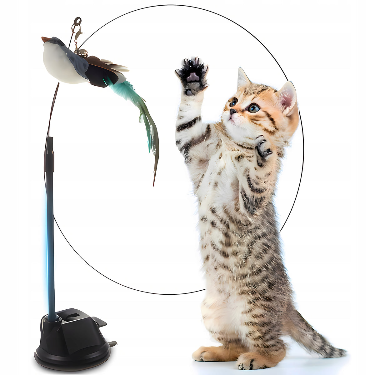 CAT TOY CAT MOVING INTERACTIVE ROD WITH SUCTION CUP + BIRD