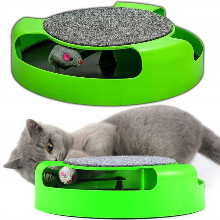 CAT TOY INTERACTIVE CIRCLE WITH MOUSE SCRATCHING POST ESCAPING MOUSE