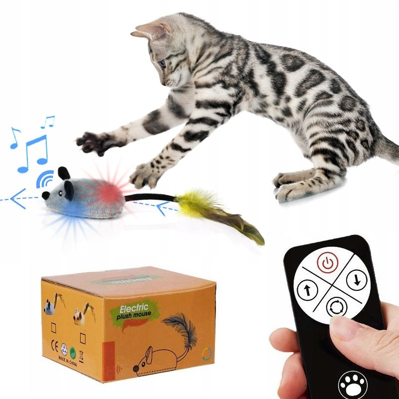 CAT TOY MOVABLE MOUSE CONTROLLED BY REMOTE CONTROL POWERED BY USB