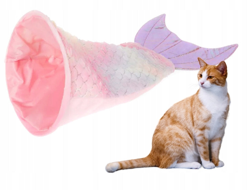 CAT TOY PINK MERMAID TAIL TUNNEL CAT BED 38X50CM RUSTLING