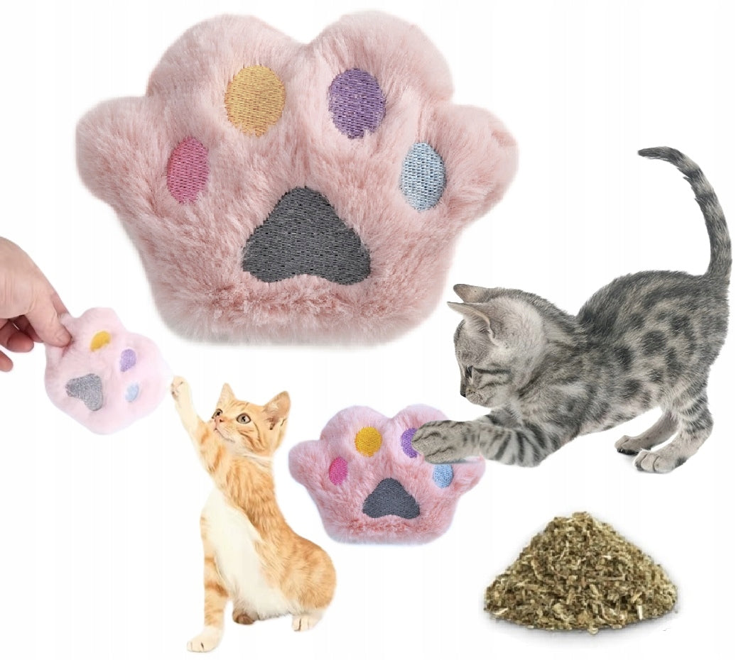 CAT TOY RATTLE PAW PLUSH WITH CATNIP KICKER