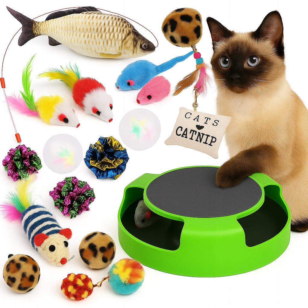 CAT TOY SET SCRATCHER WITH MOUSE TOYS 2in1 For Playing and Scratching 19