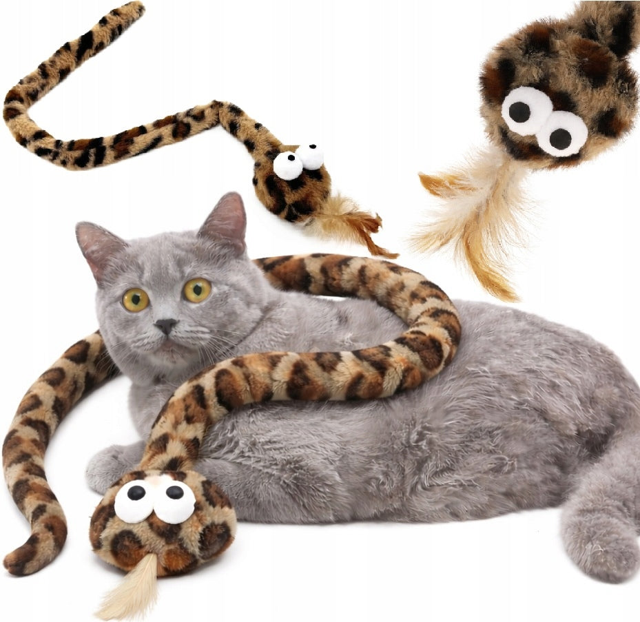 CAT TOY SNAKE WITH CATNIP RUSTLING LONG WITH FEATHERS