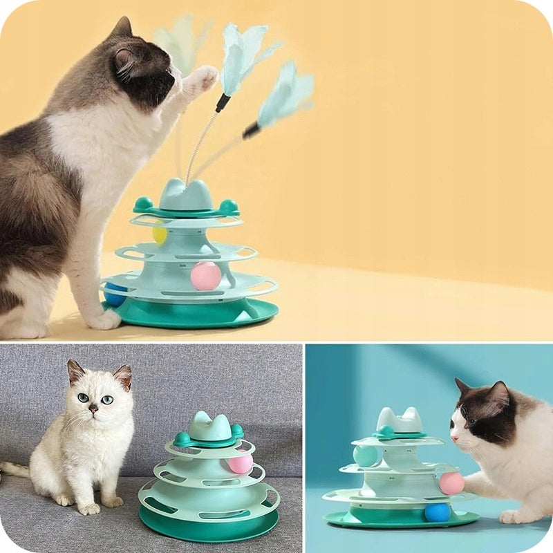 CAT TOY WITH BELL INTERACTIVE TOWER FEATHER FISHING ROD Packaging status original