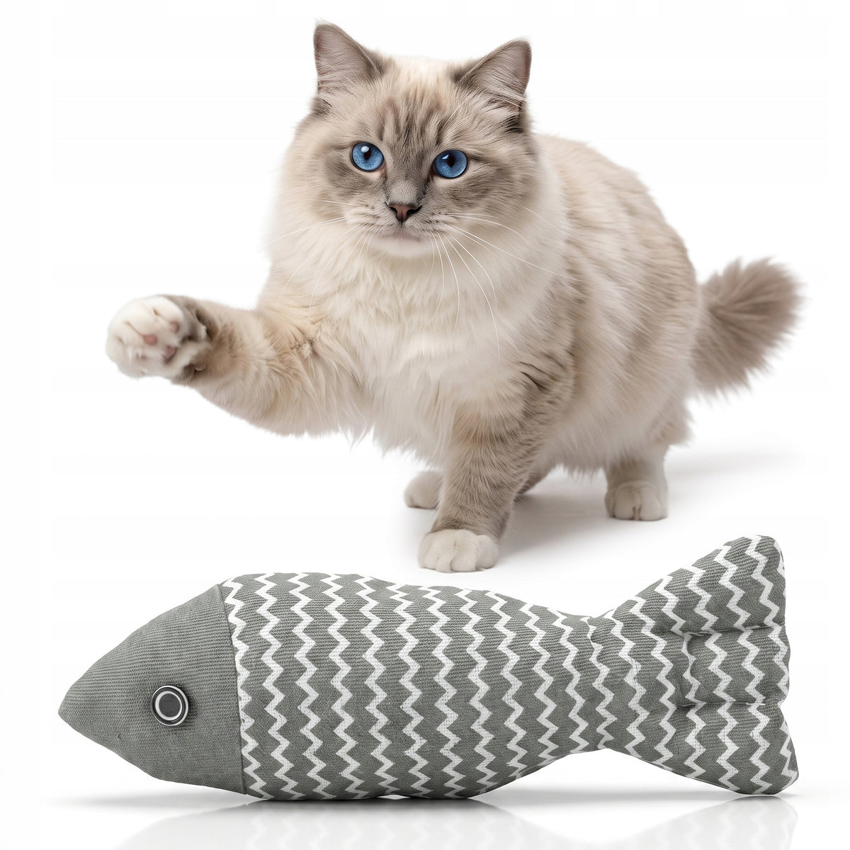 CAT TOY WITH CATNIP PLUSH FISH TEETHER 21cm