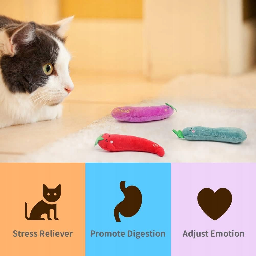 CAT TOYS 4 PIECES PLUSH CATNIP INTERACTIVE CARTOON Manufacturer code ZABAWKI KOTA KOCIMIĘTKA ROŚLINY PLUSZOWE