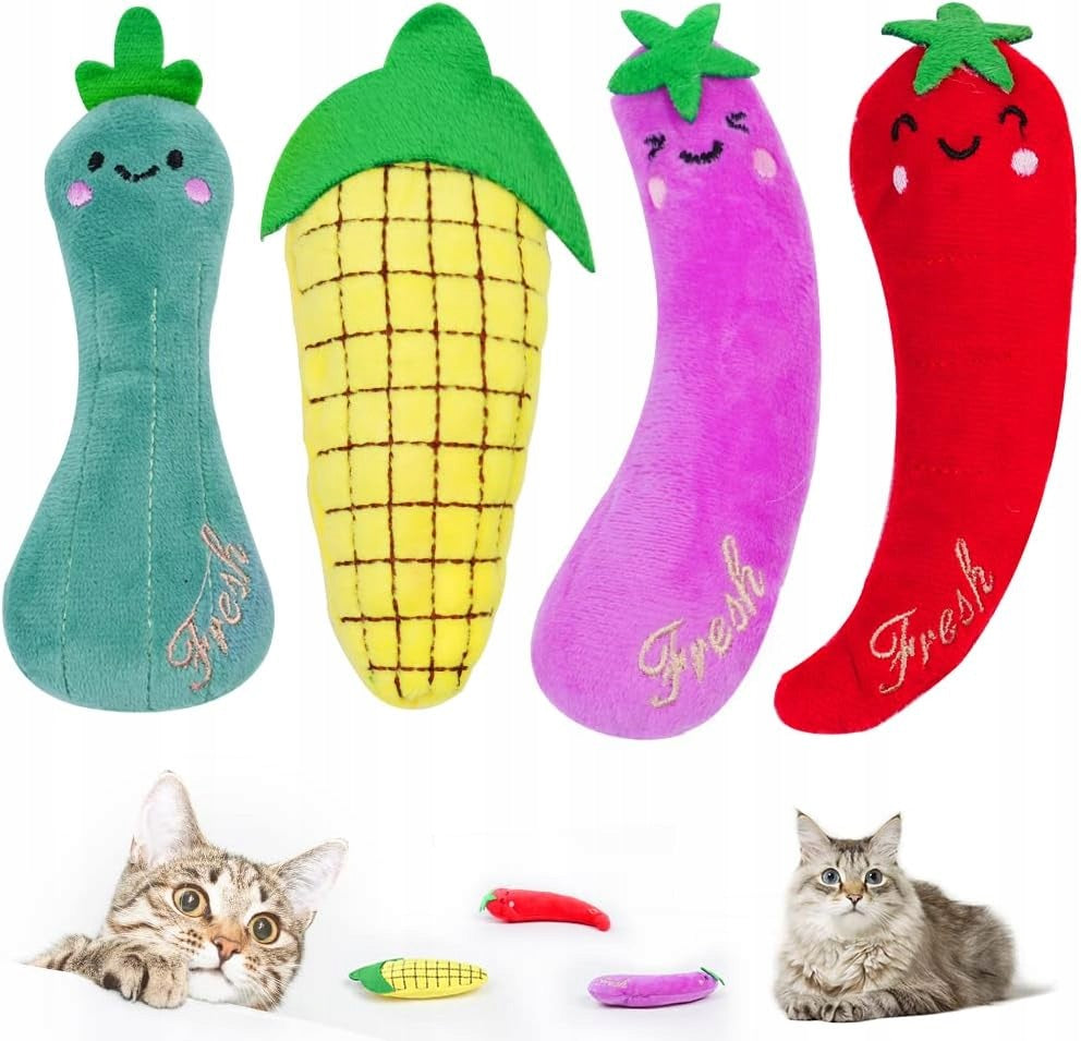 CAT TOYS 4 PIECES PLUSH CATNIP INTERACTIVE CARTOON