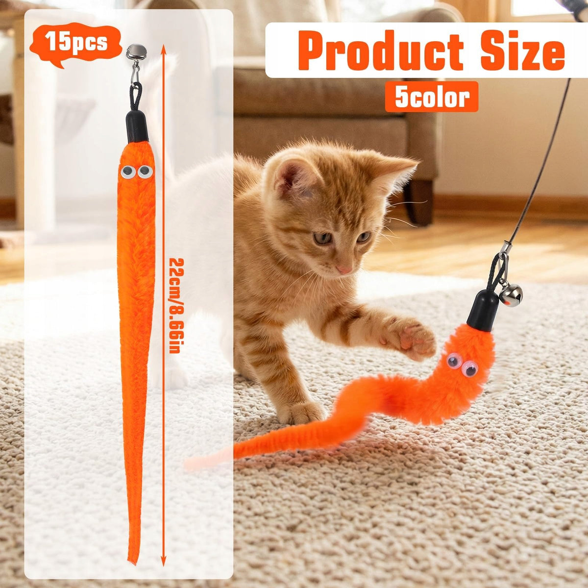 CAT TOYS FISHING ROD 15 PIECES WITH BELL BAIT REFILL Manufacturer code ZABAWKI DLA KOTA UZUPEŁNIENIE DO WĘDKI