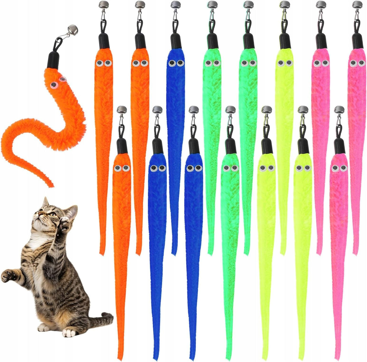 CAT TOYS FISHING ROD 15 PIECES WITH BELL BAIT REFILL