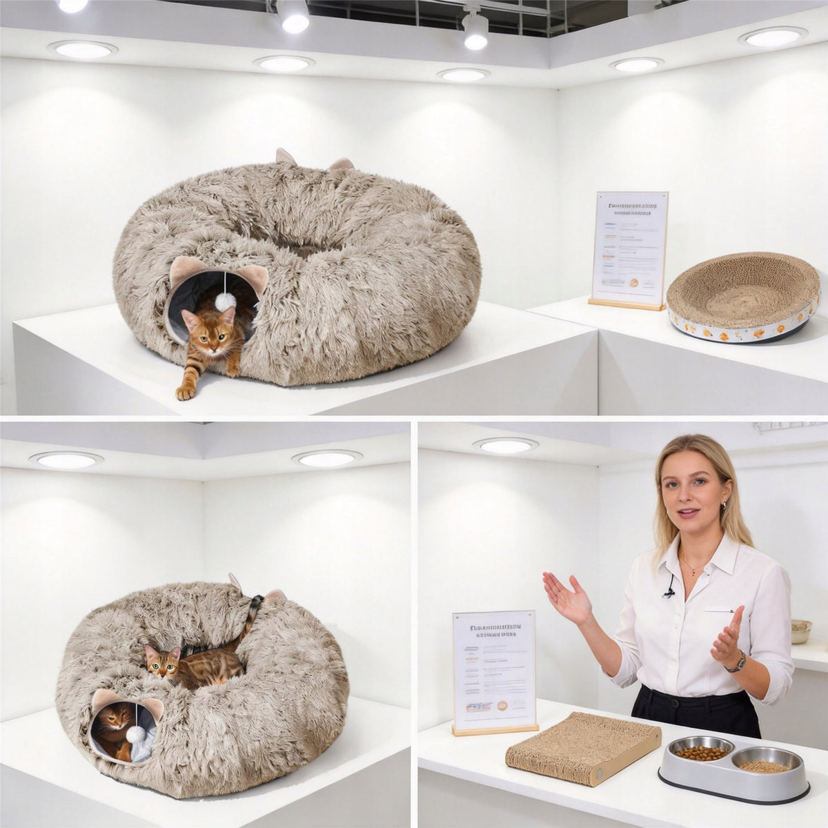 CAT TUNNEL BED DONUT PILLOW 2IN1 BROWN FOR CAT BALLS Manufacturer code 4458686864512