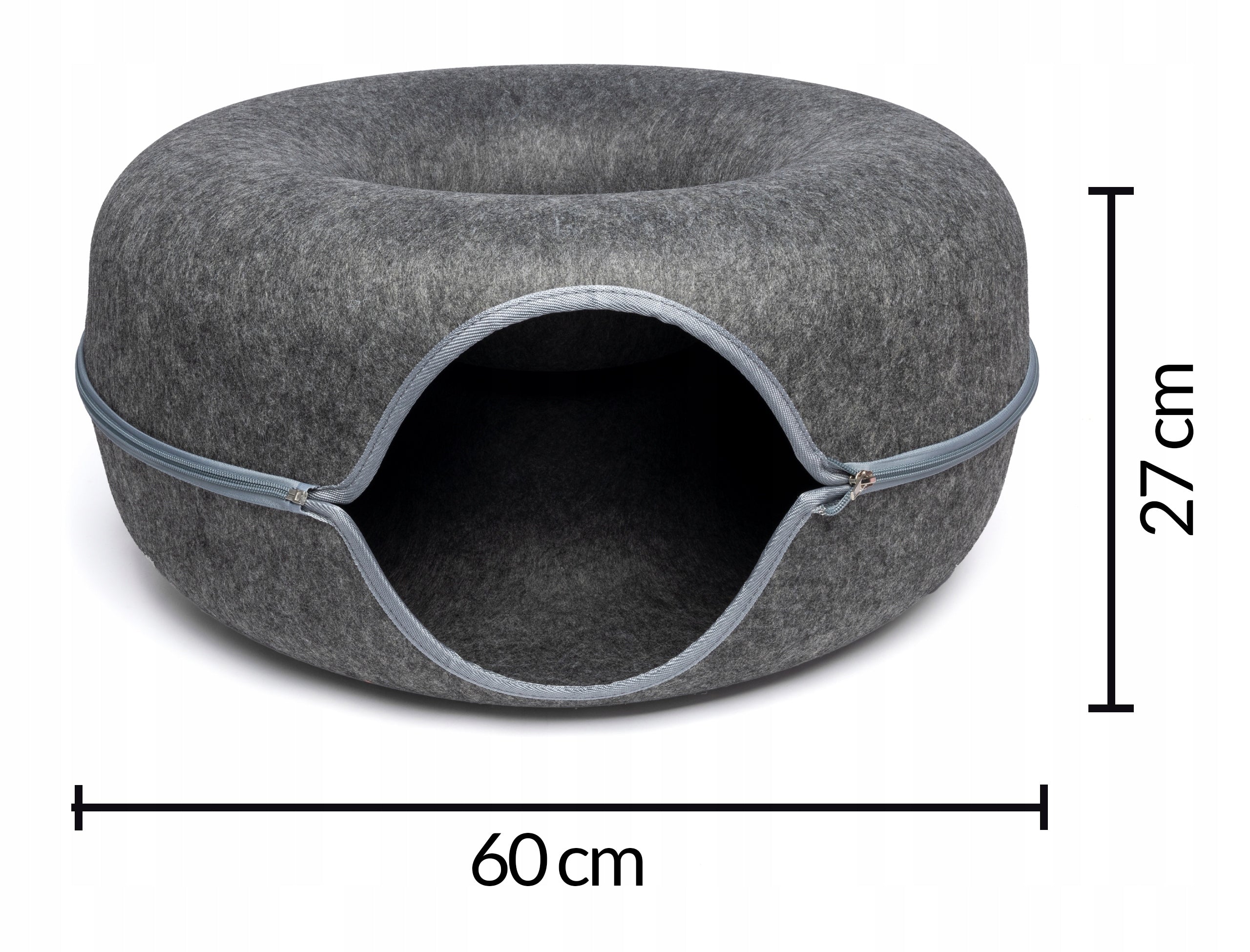 CAT TUNNEL BED ROUND DONUT COTTAGE 60 CM DARK GREY Trade name Legowisko Tunel dla Kota