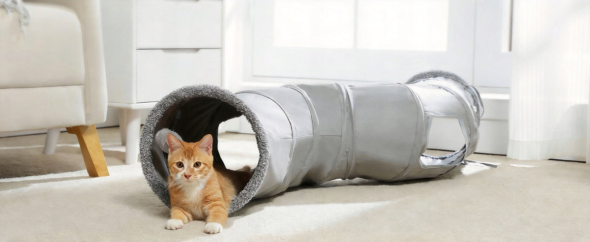 CAT TUNNEL LARGE GREY WITH BALL TOY HIDEOUT FOLDING 117 CM Manufacturer code 6PT0478GY417