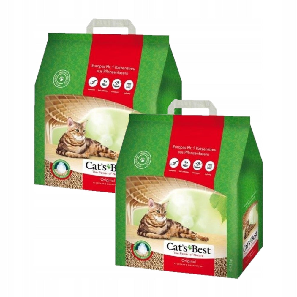 CATS BEST ORIGINAL 10L NATURAL CLUMPING WOODEN CAT LITTER -2x5L
