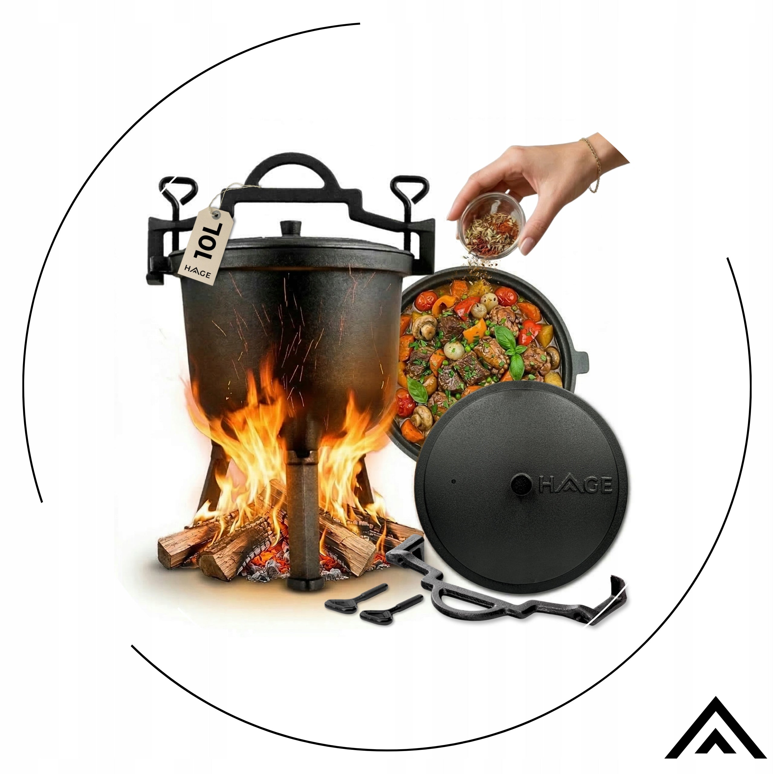 CAULDRON CAST IRON HUNTING POT HUNGARIAN ROASTS 10L FOR FIREPLACE GRILL Packaging status original