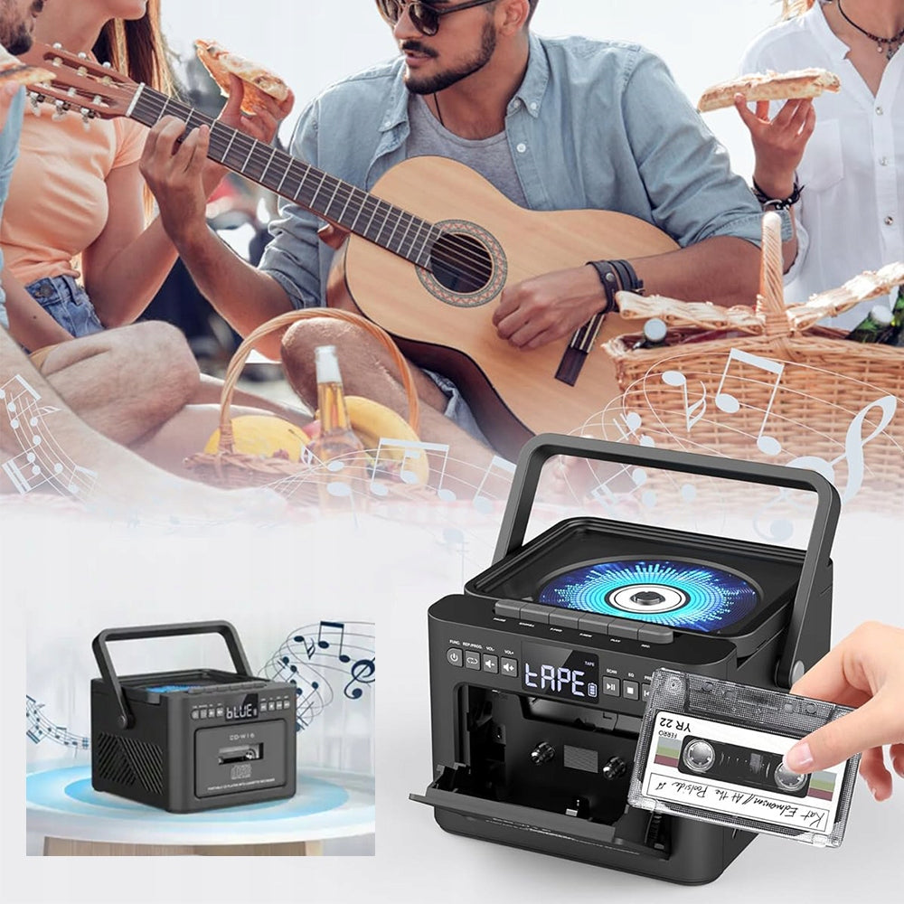 CD PLAYER CASSETTE TAPE RECORDER BLUETOOTH SPEAKER BLACK PORTABLE REMOTE CONTROL Model other