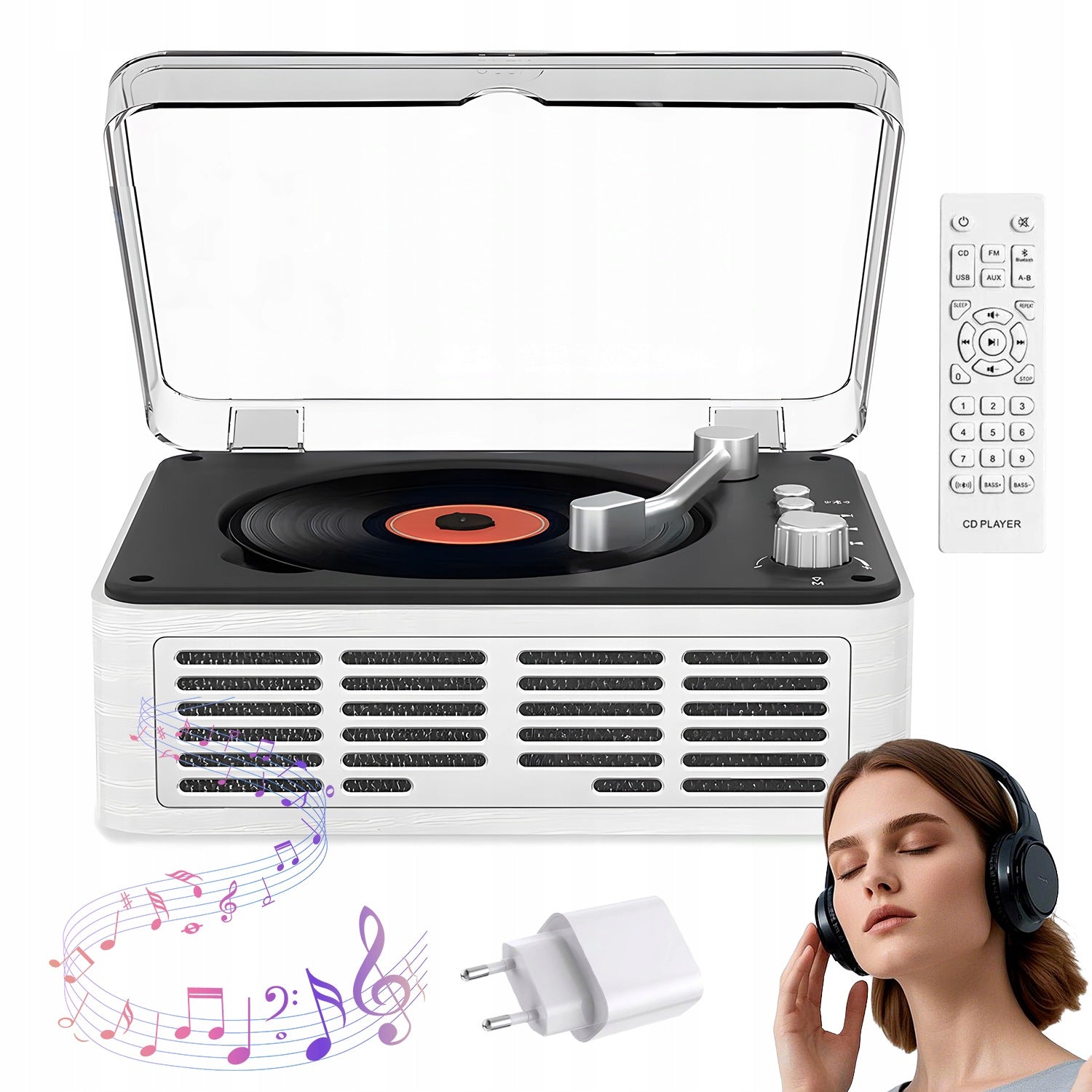 CD PLAYER RETRO MULTIFUNCTIONAL BLUETOOTH FM RADIO USB AUX