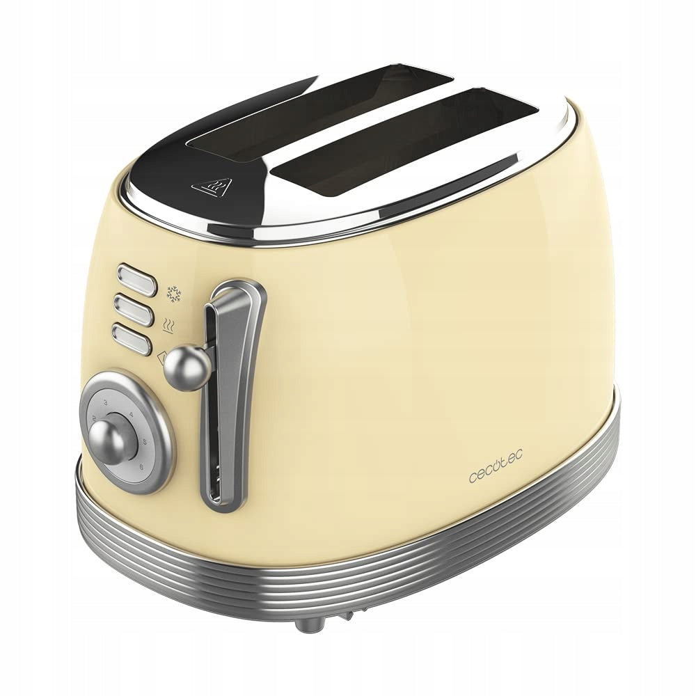 CECOTEC Vintage Toaster 850W 2 Slices Wide Slots Yellow