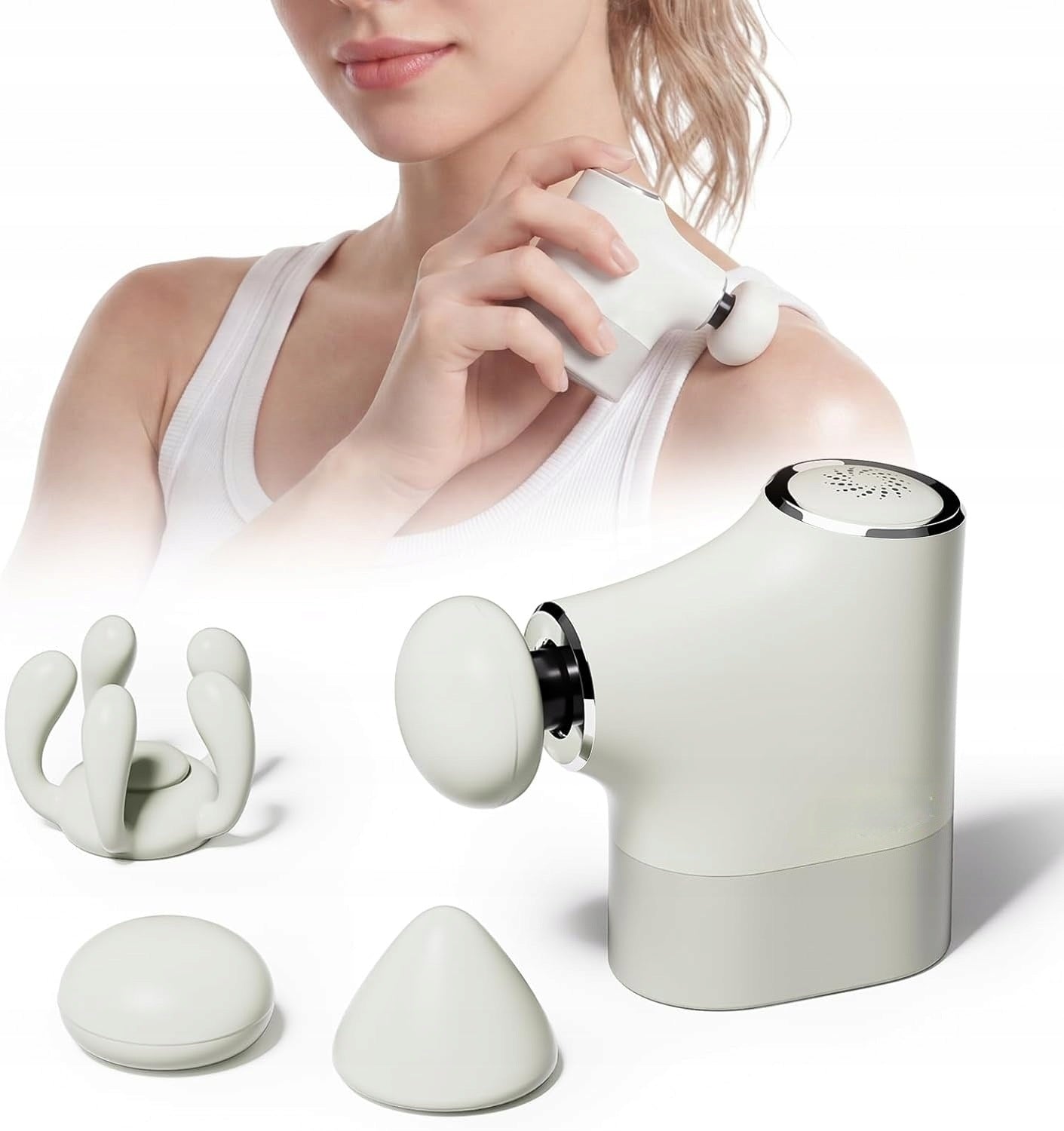 CEEHOOM Mini Massage Gun Muscle Massager Vibration AI 4 USB Tips