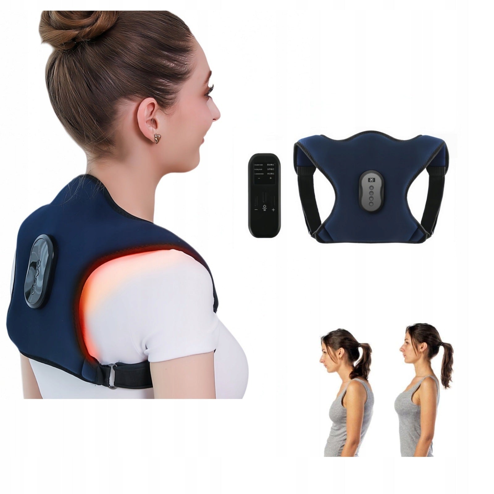 CEEHOOM Posture Corrector Adjustable Back Support Brace with Vibration Heat