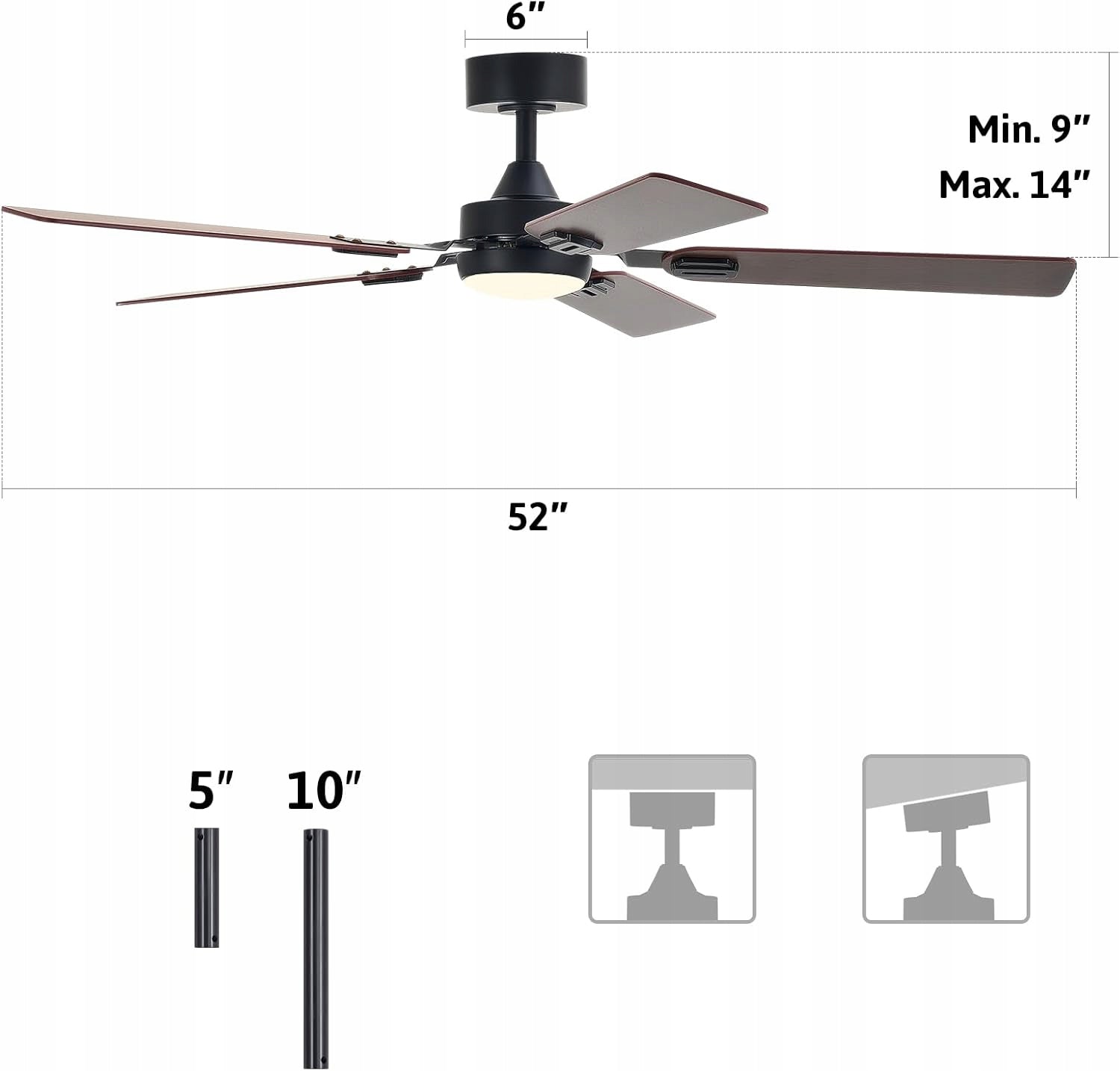 CEILING FAN CEILING LAMP 6 SPEEDS 132CM WITH TIMER + REMOTE CONTROL Fan type ceiling