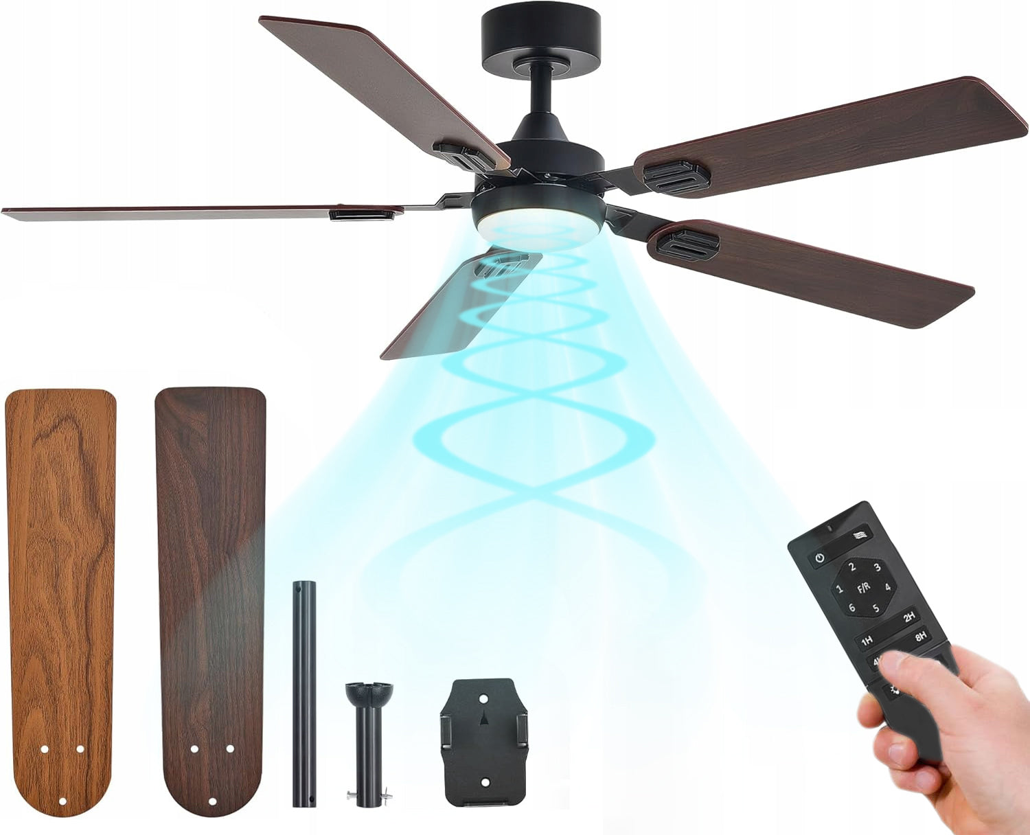 CEILING FAN CEILING LAMP 6 SPEEDS 132CM WITH TIMER + REMOTE CONTROL