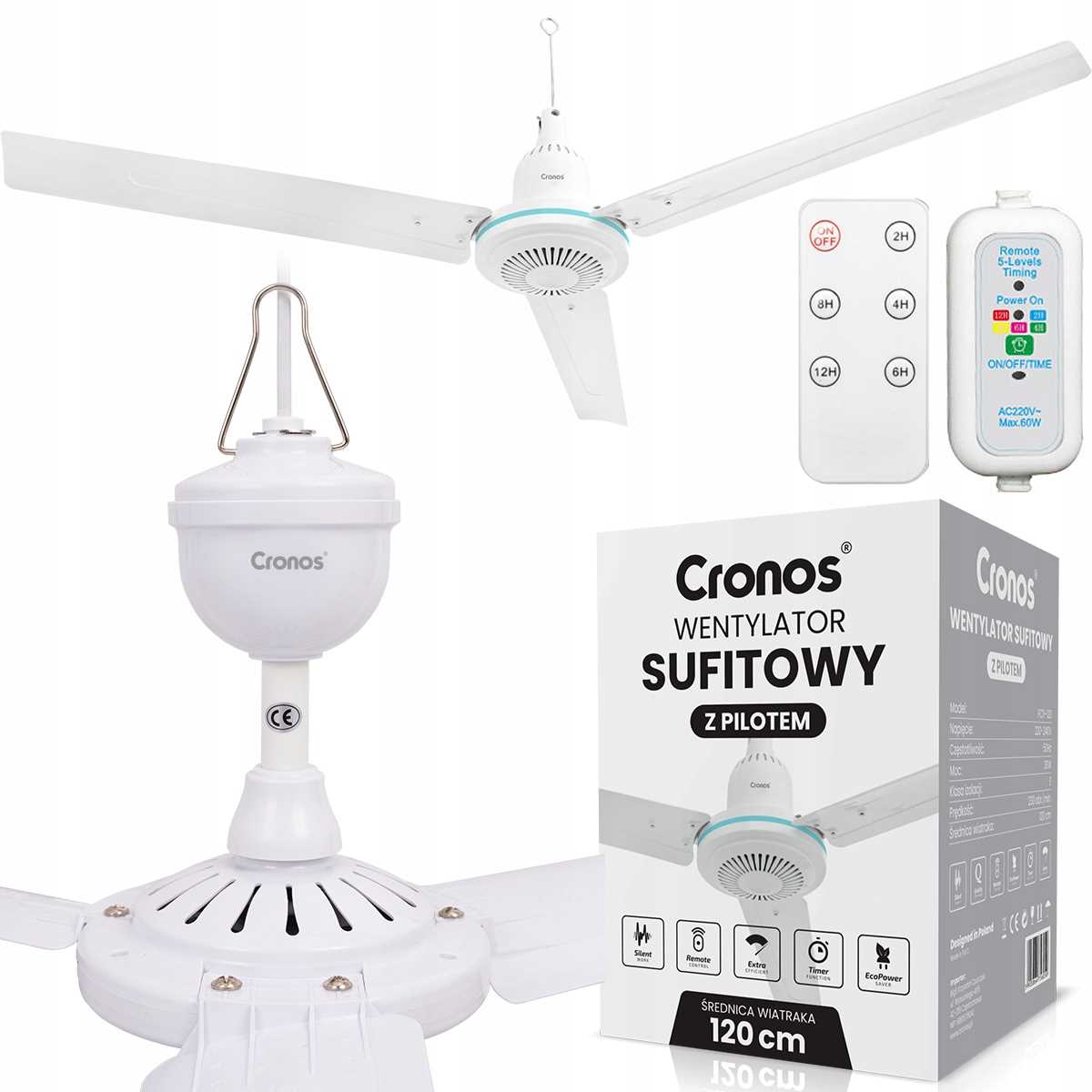 CEILING FAN WITH WINDMILL QUIET WHITE WINDMILL 120cm + PILOT TIMER Brand Cronos