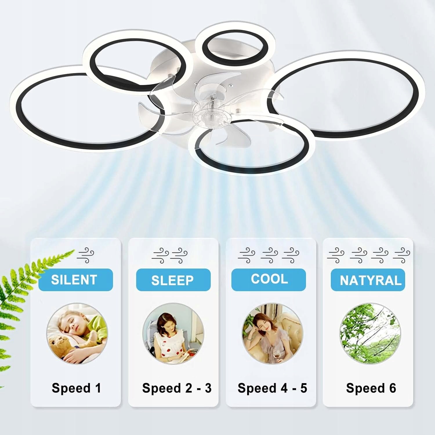 CEILING FAN YUNZI BLACK 72W 100CM REMOTE CONTROL MODERN DESIGN Fan type ceiling