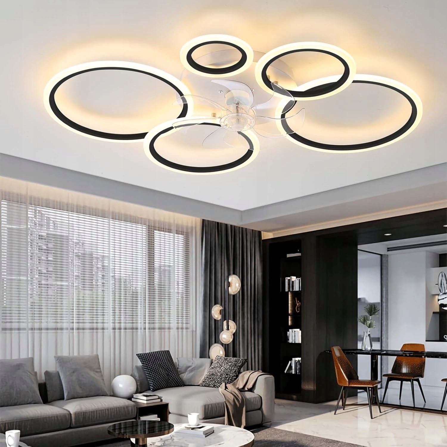 CEILING FAN YUNZI BLACK 72W 100CM REMOTE CONTROL MODERN DESIGN Packaging status original