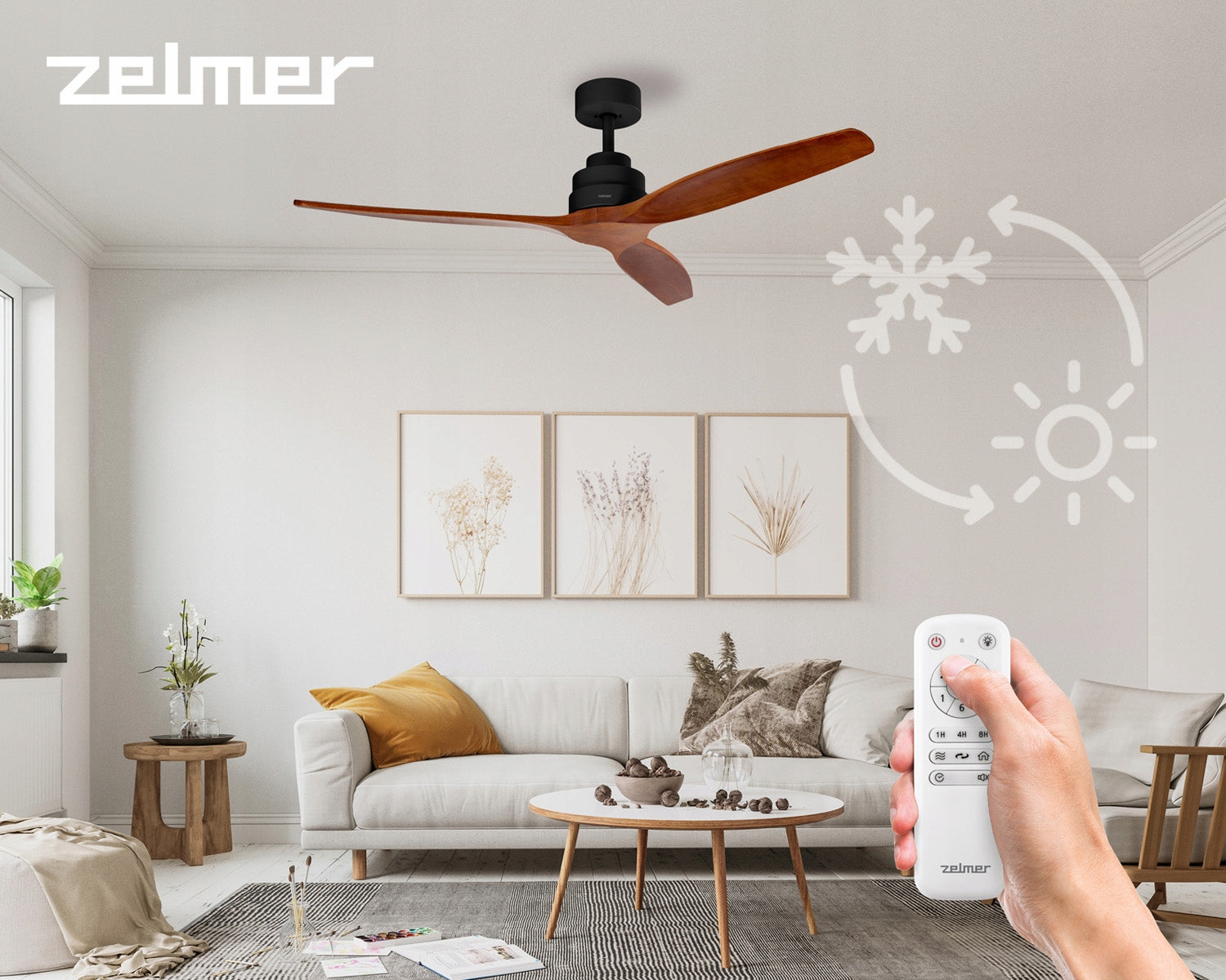 CEILING FAN ZELMER 132 CM FAN ULTRA QUIET 6 MODES BLACK BEECH Fan type ceiling